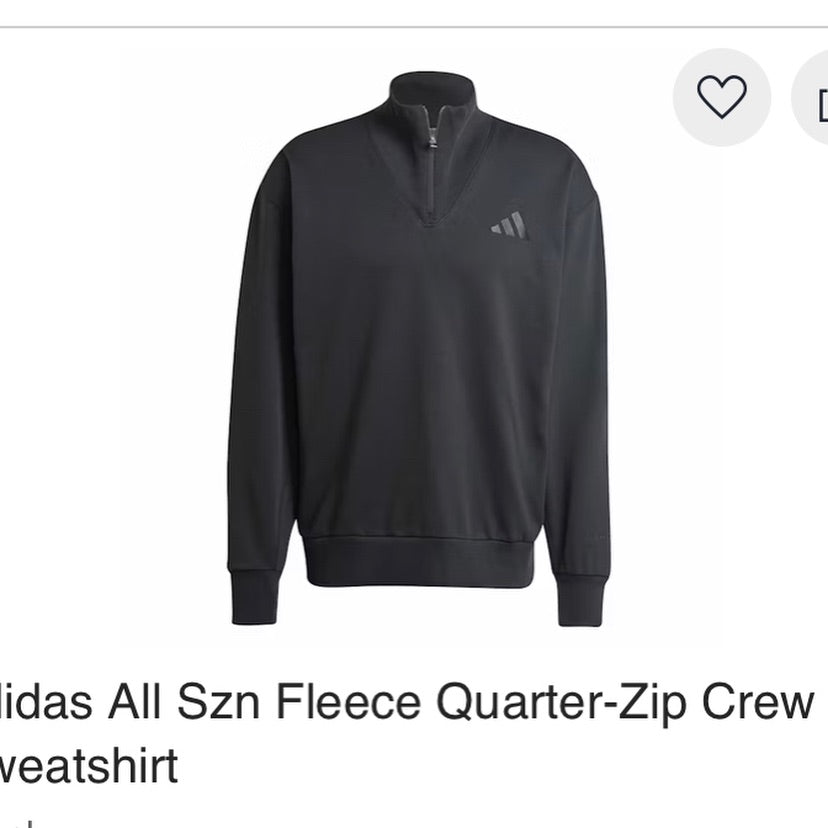 adidas All Szn Fleece Quarter-Zip Crew Sweatshirt
