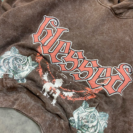 Stay Blessed Washed Oversized Boxy Hoodie