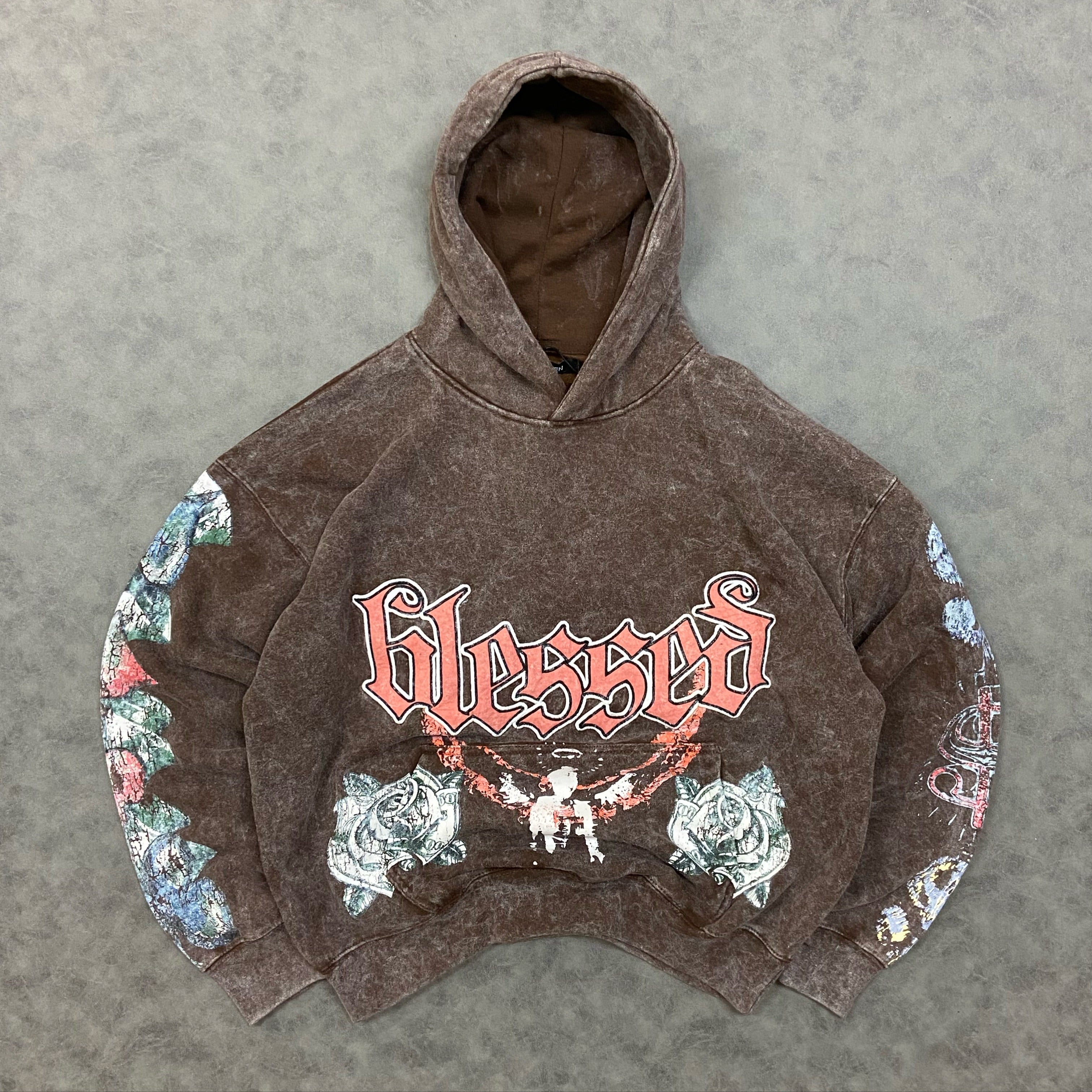 Stay Blessed Washed Oversized Boxy Hoodie