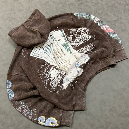 Stay Blessed Washed Oversized Boxy Hoodie