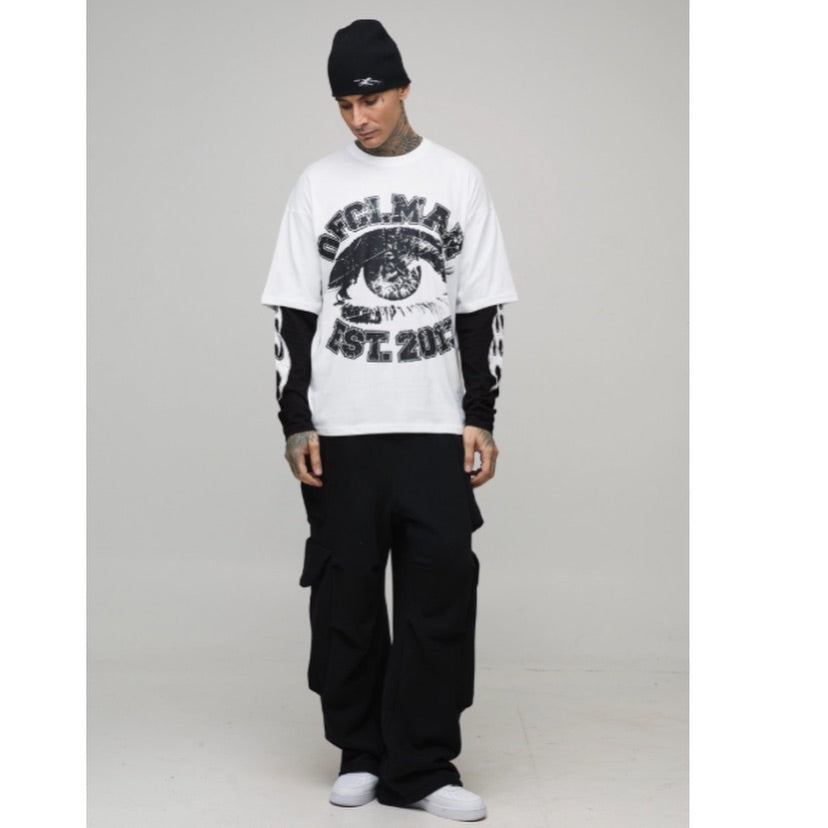 Tall Faux Layer Ofcl Varsity Printed Oversized T-Shirt