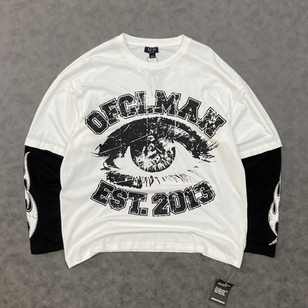 Tall Faux Layer Ofcl Varsity Printed Oversized T-Shirt