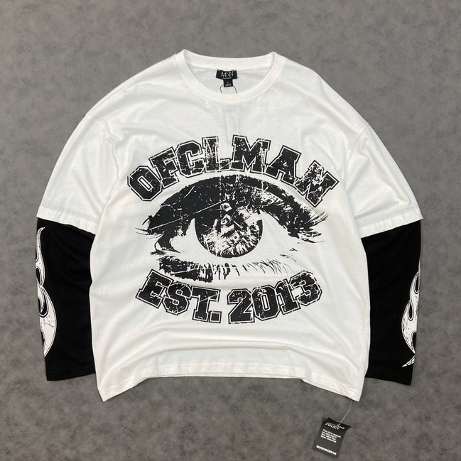 Tall Faux Layer Ofcl Varsity Printed Oversized T-Shirt