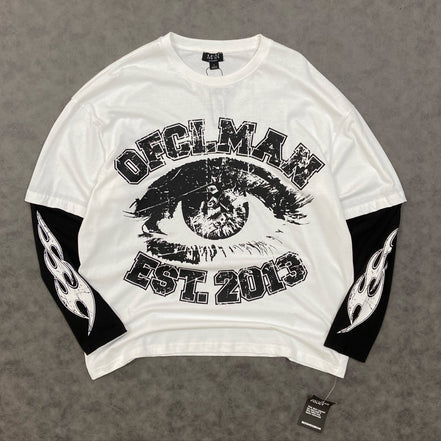 Tall Faux Layer Ofcl Varsity Printed Oversized T-Shirt
