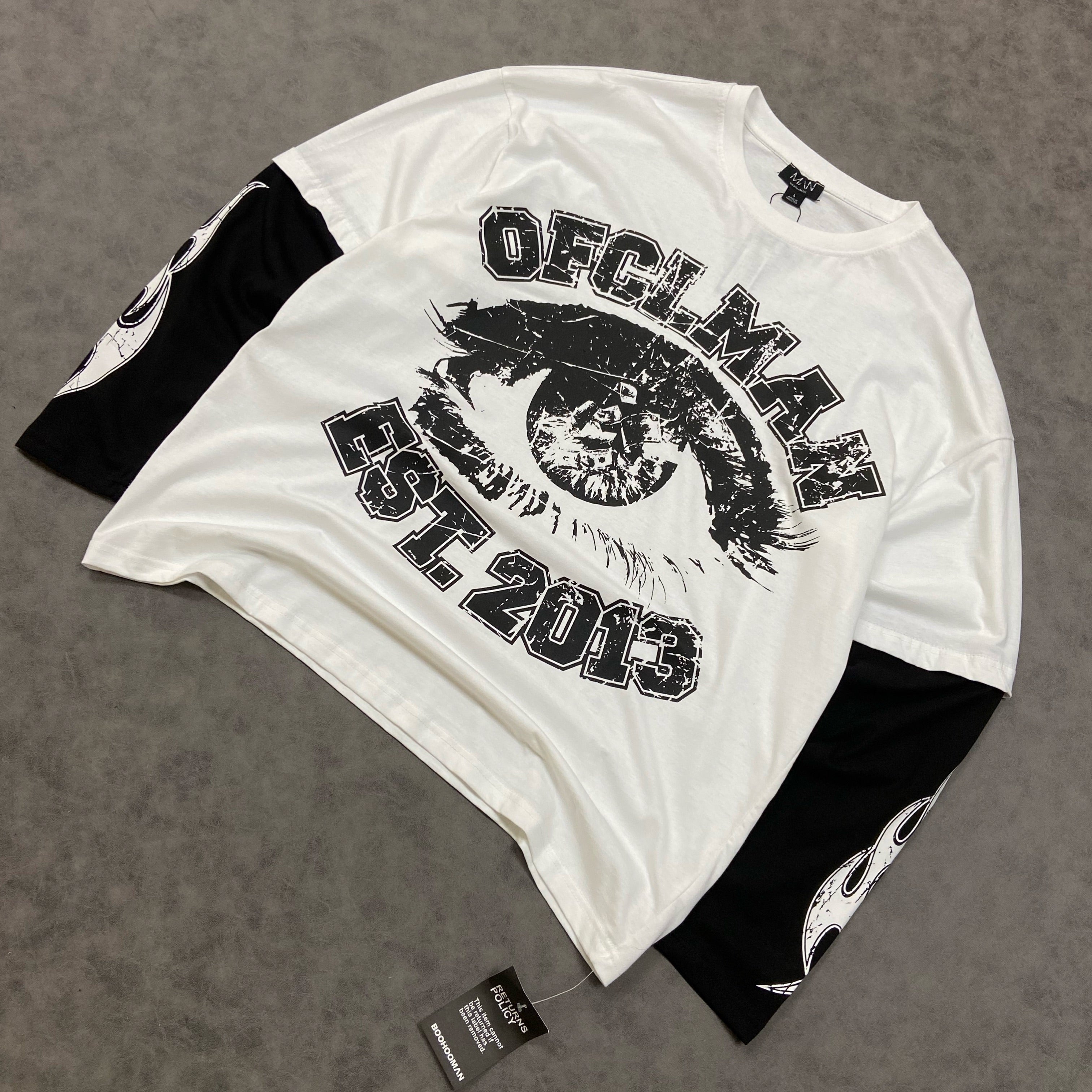 Tall Faux Layer Ofcl Varsity Printed Oversized T-Shirt