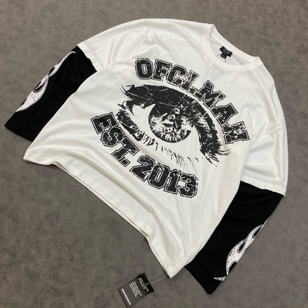 Tall Faux Layer Ofcl Varsity Printed Oversized T-Shirt