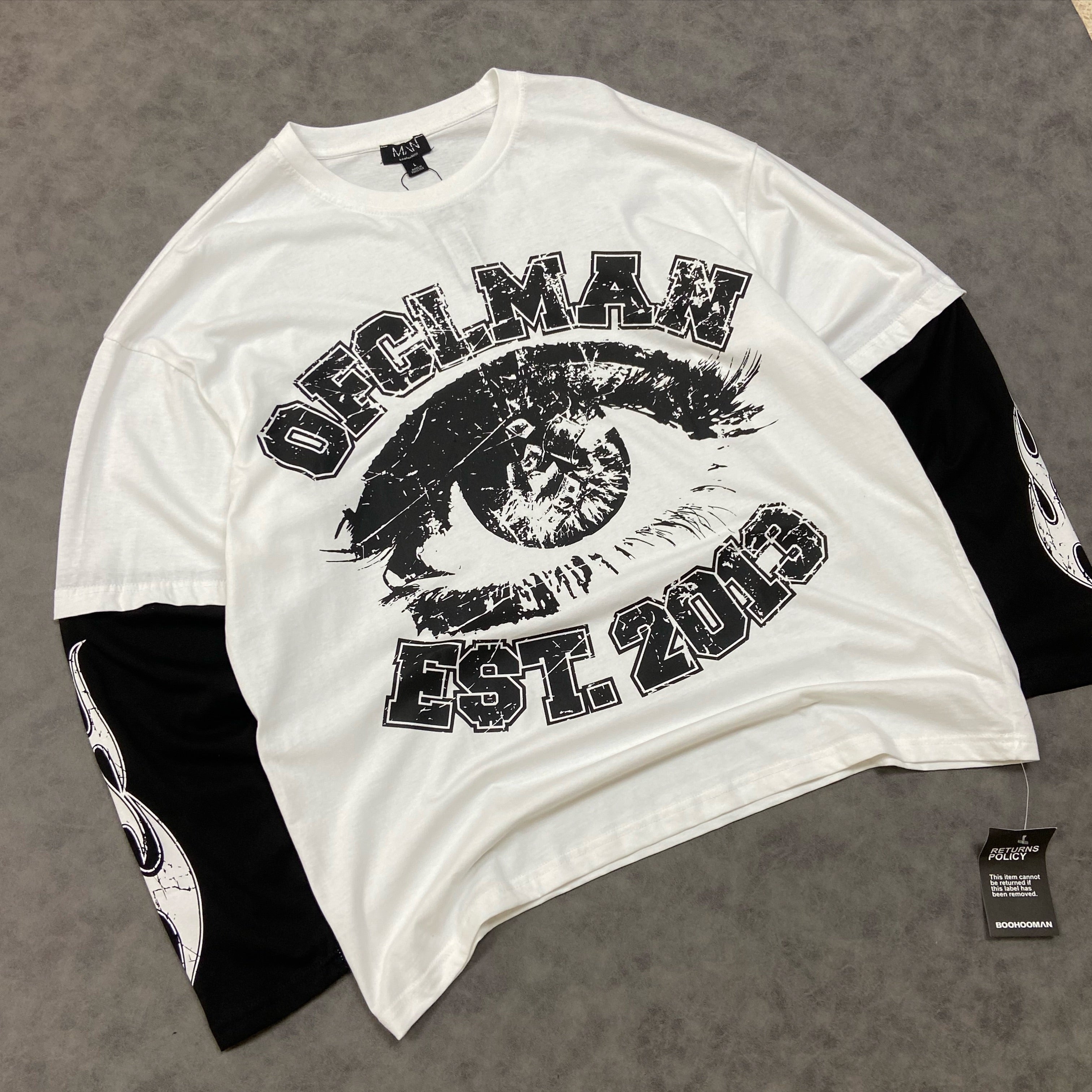 Tall Faux Layer Ofcl Varsity Printed Oversized T-Shirt