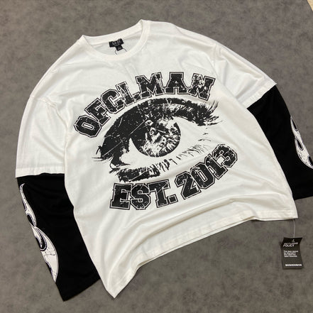 Tall Faux Layer Ofcl Varsity Printed Oversized T-Shirt