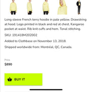 Saitn Lauren Paris Light Yellow Hoodie