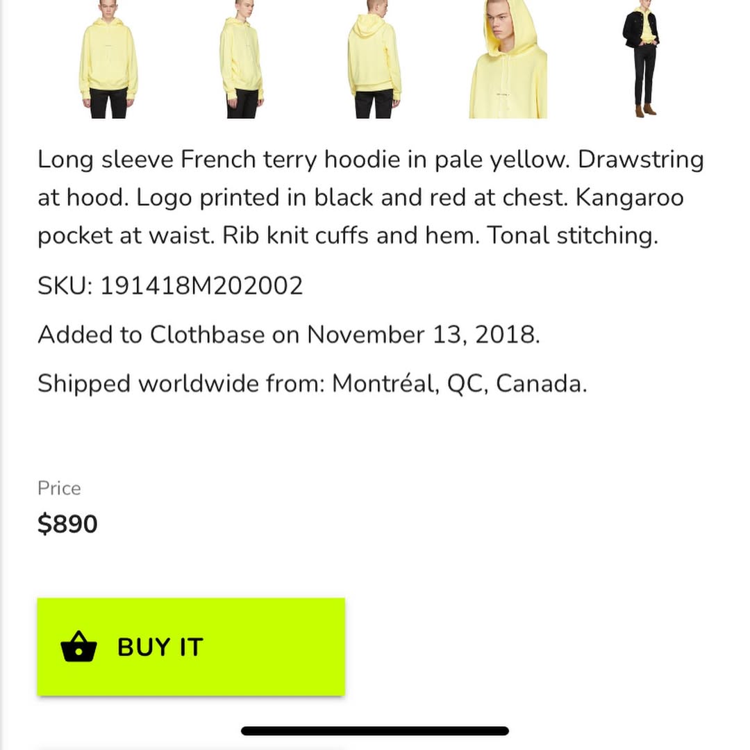 Saitn Lauren Paris Light Yellow Hoodie