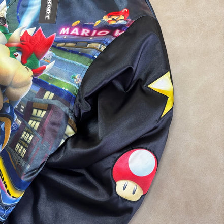 MARIO KART™ BLACK SATIN VARSITY JACKET