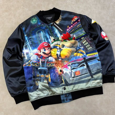 MARIO KART™ BLACK SATIN VARSITY JACKET