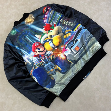 MARIO KART™ BLACK SATIN VARSITY JACKET