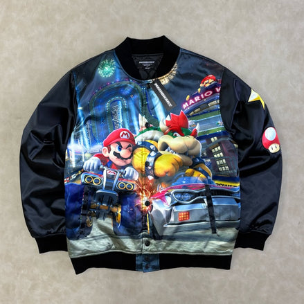 MARIO KART™ BLACK SATIN VARSITY JACKET