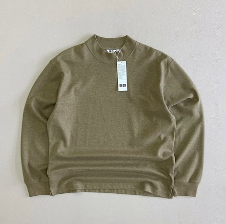 Uniglo BRUSHED JERSEY MOCK NECK LONG SLEEVE T-SHIRT