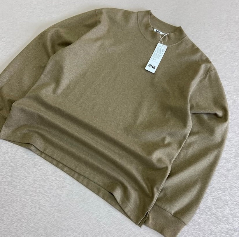 Uniglo BRUSHED JERSEY MOCK NECK LONG SLEEVE T-SHIRT