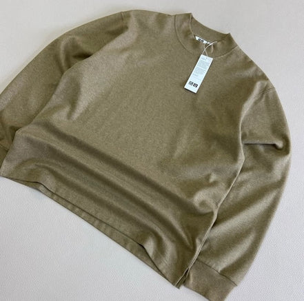 Uniglo BRUSHED JERSEY MOCK NECK LONG SLEEVE T-SHIRT