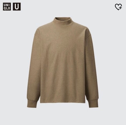 Uniglo BRUSHED JERSEY MOCK NECK LONG SLEEVE T-SHIRT