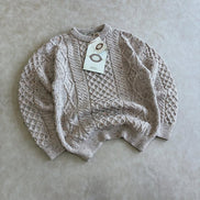 Aran Sweater Cable Knit Crew Neck Aran Wool
