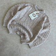 Aran Sweater Cable Knit Crew Neck Aran Wool