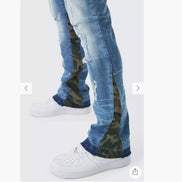 Flared Ripped Bleached Camo Gusset Jeans