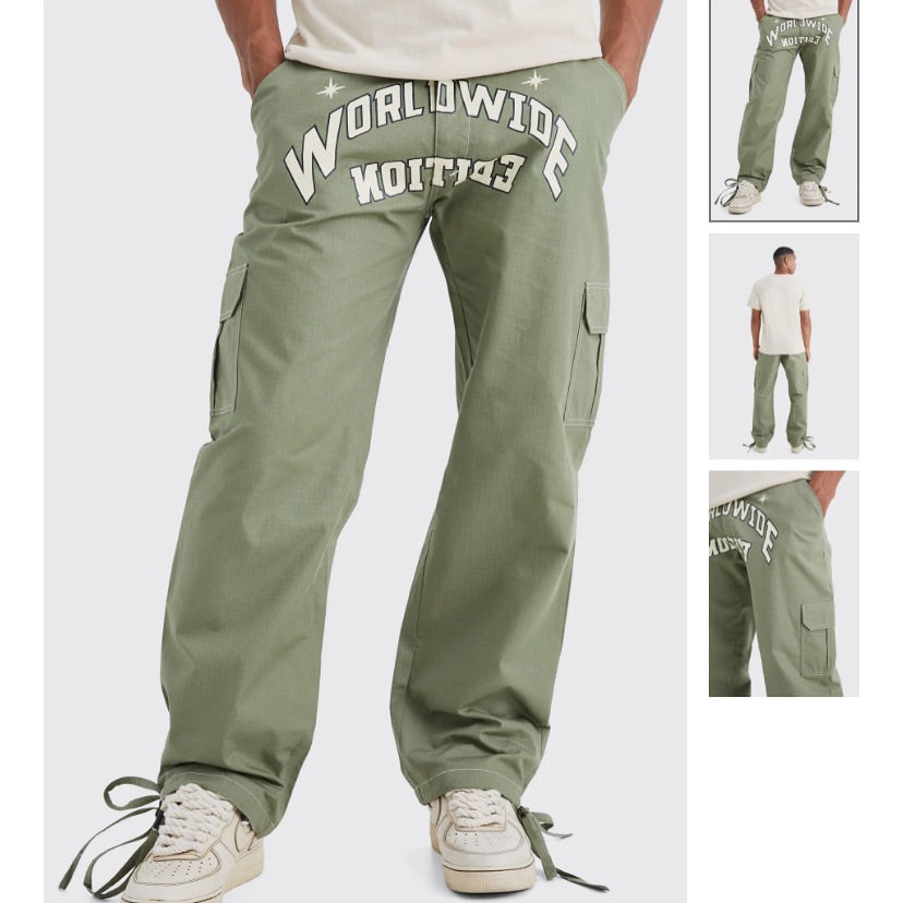 Relaxed Ripstop Cargo Worldwide Print Trouser