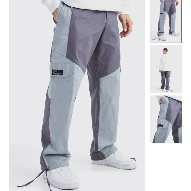 Slim-fit cargo pants with block colors and a fabric label