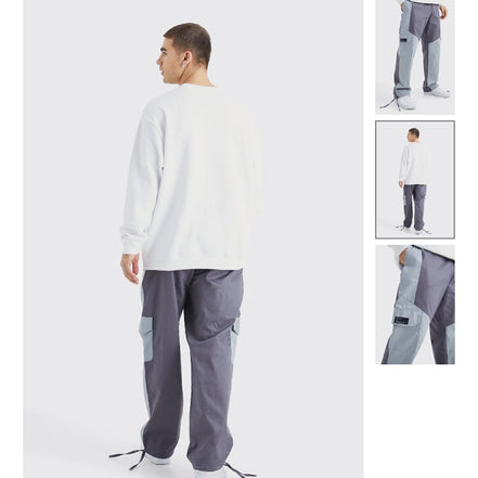 Slim-fit cargo pants with block colors and a fabric label