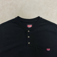 Wrangler Men’s Short Sleeve Work Pocket Henley Shirt Black