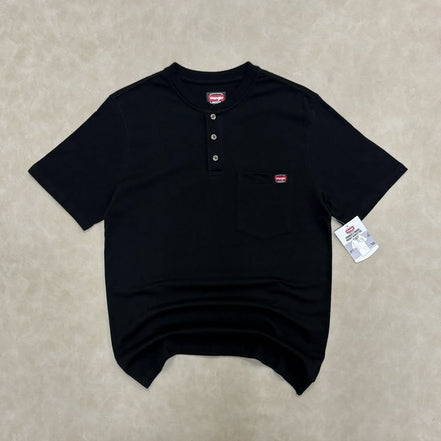 Wrangler Men’s Short Sleeve Work Pocket Henley Shirt Black