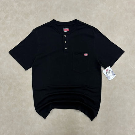 Wrangler Men’s Short Sleeve Work Pocket Henley Shirt Black