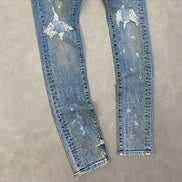Purple Brand Light Indigo Paint Blowout Jean