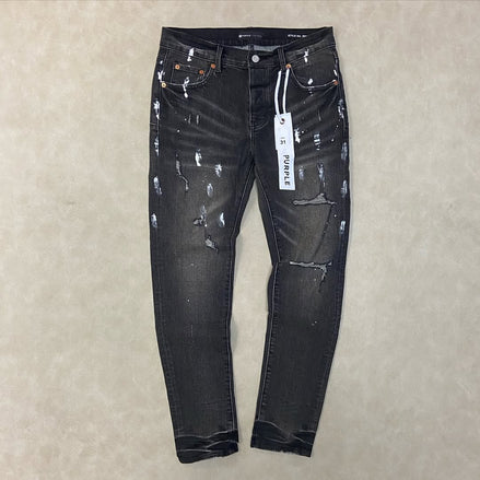 Purple Brand Light Indigo Paint Blowout Jeans