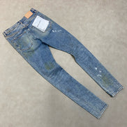 Purple Brand Light Indigo Paint Blowout Jean