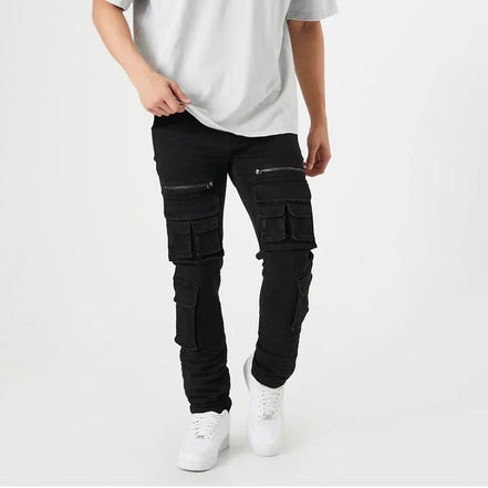 MID-RISE SLIM-FIT CARGO JEANS