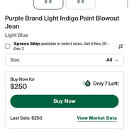 Purple Brand Light Indigo Paint Blowout Jean