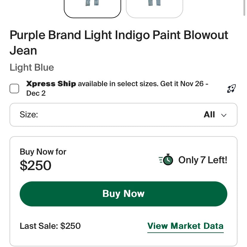 Purple Brand Light Indigo Paint Blowout Jean