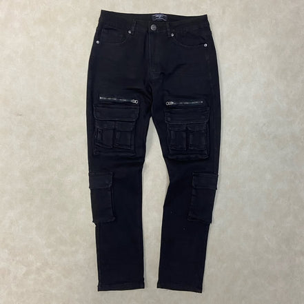 MID-RISE SLIM-FIT CARGO JEANS