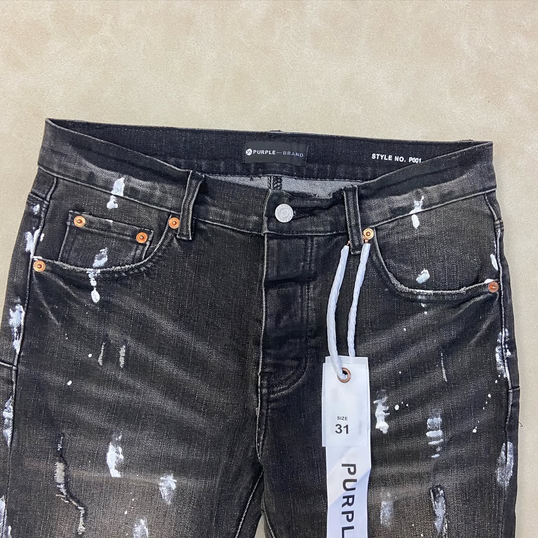 Purple Brand Light Indigo Paint Blowout Jeans