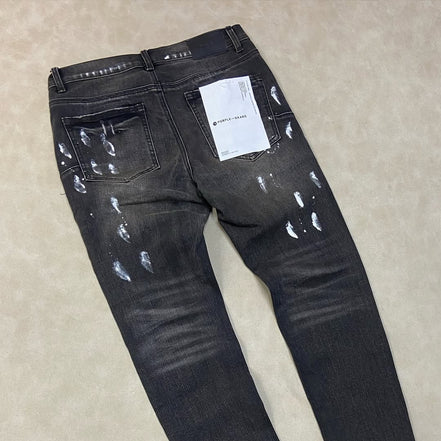 Purple Brand Light Indigo Paint Blowout Jeans