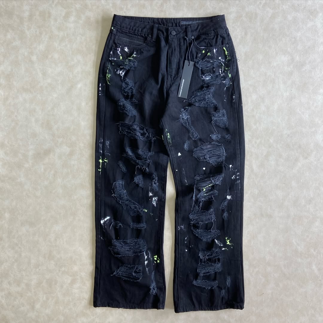 Painted Ripped Baggy Pants