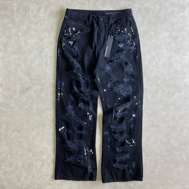 Painted Ripped Baggy Pants