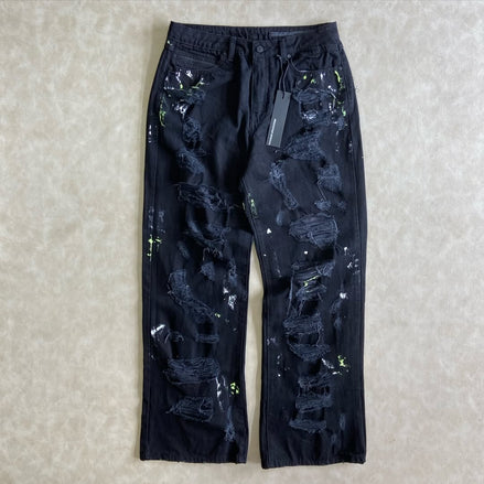 Painted Ripped Baggy Pants