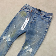 Purple Brand Light Indigo Paint Blowout Jean