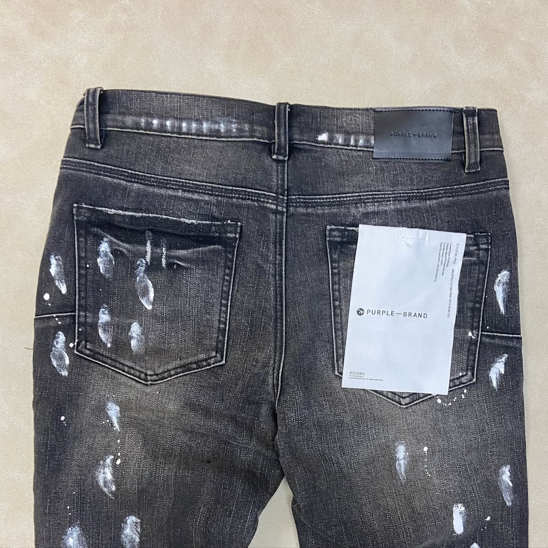Purple Brand Light Indigo Paint Blowout Jeans