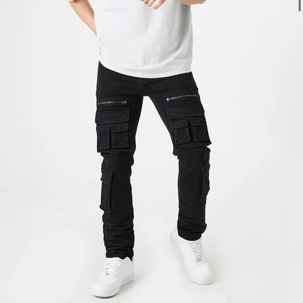 MID-RISE SLIM-FIT CARGO JEANS
