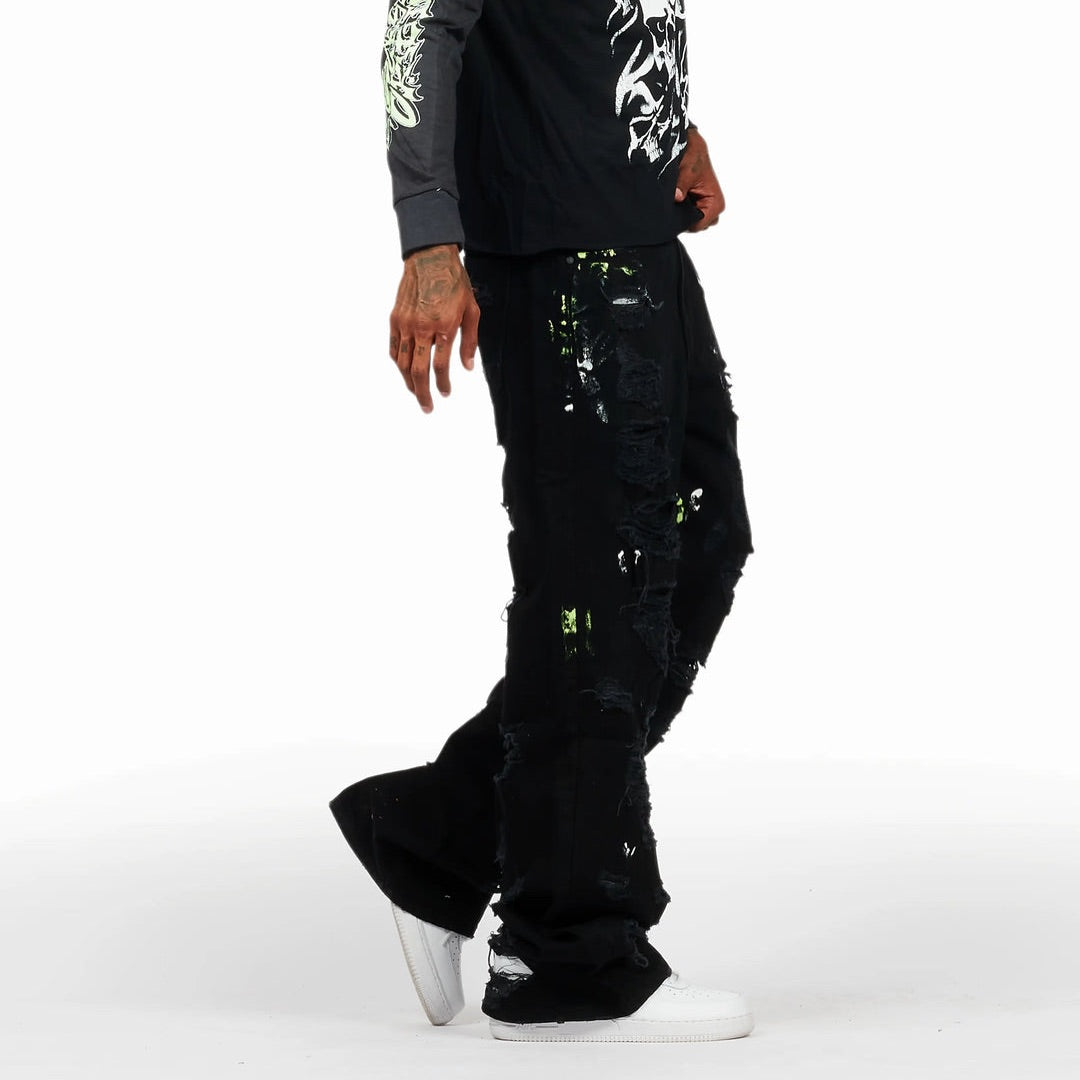 Painted Ripped Baggy Pants