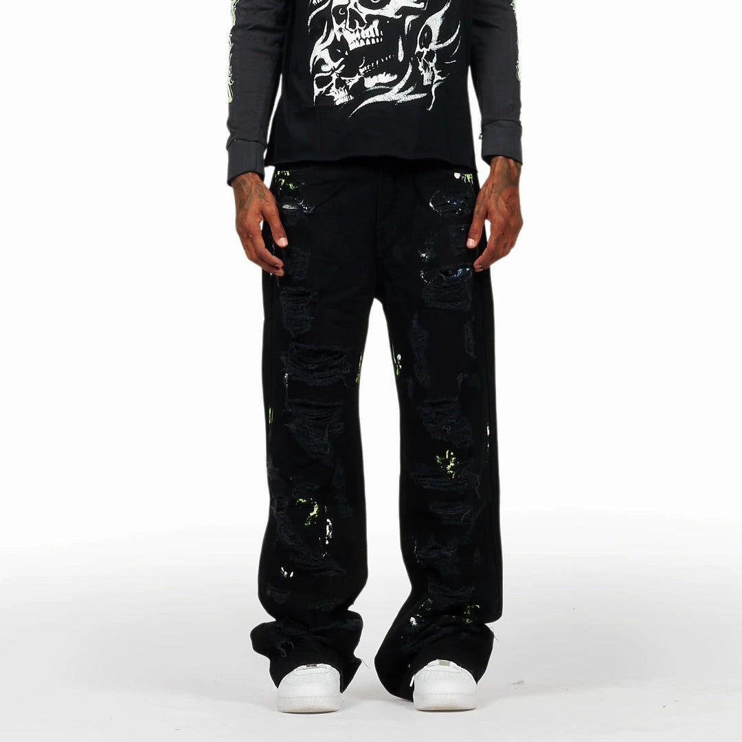 Painted Ripped Baggy Pants
