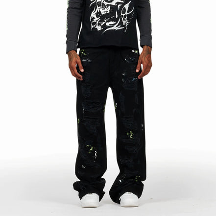 Painted Ripped Baggy Pants
