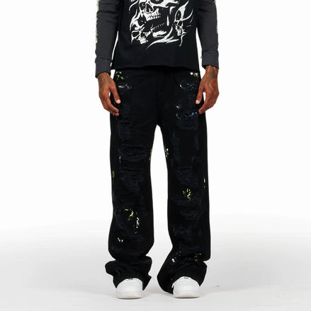 Painted Ripped Baggy Pants